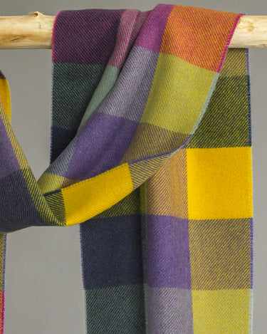 Yellow x Purple x Green House Check Cashmere Scarf